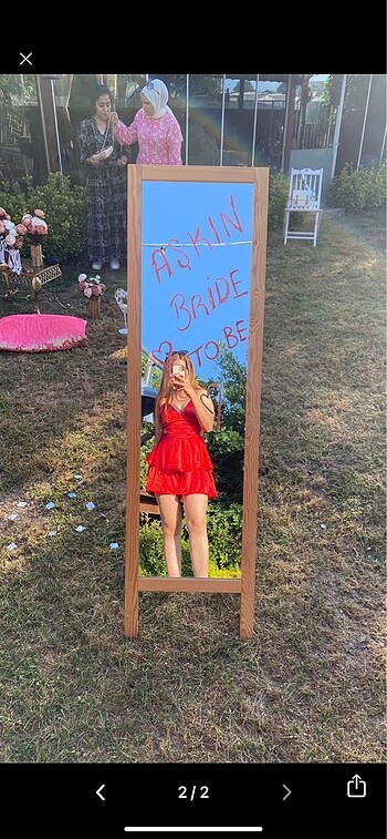 Kırmızı saten şort elbise