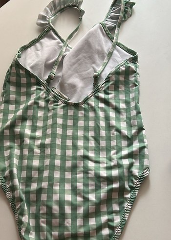 Zara Yeşil Ekose Desenli İnce Askılı Mayo