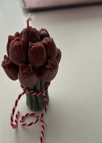 Bordo Renkli Buket Şekilli Mum