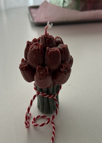  Beden Bordo Renkli Buket Şekilli Mum