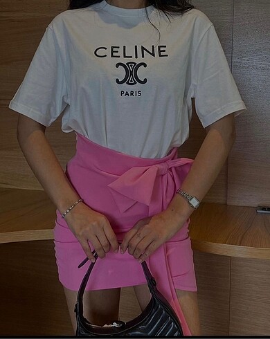 Pembe Fiyonklu Etek