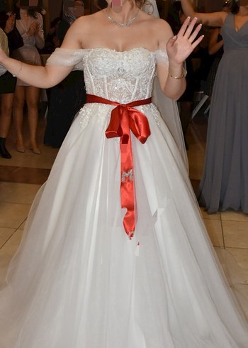 Beyaz Straplez A Kesim Gelinlik - Görsel 2