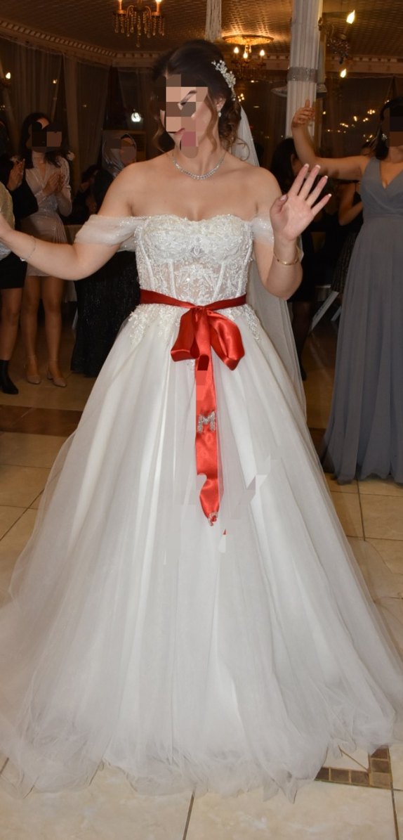 Beyaz Straplez A Kesim Gelinlik - Görsel 2