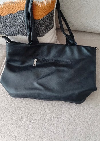 Siyah Deri Fermuarlı Kadın Çanta - Görsel 4