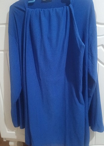 Kadın Mavi Uzun Kollu Keten Tunik takim - Görsel 4