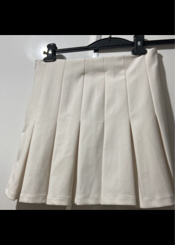 Pilise Beyaz Mini Etek - Görsel 3