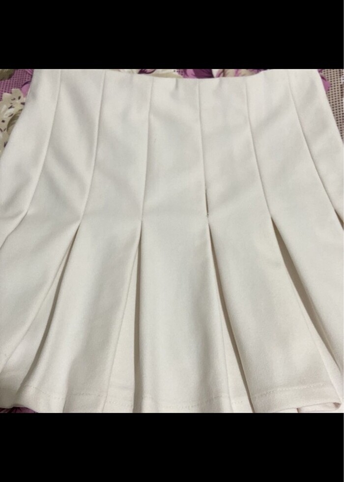 Pilise Beyaz Mini Etek - Görsel 5