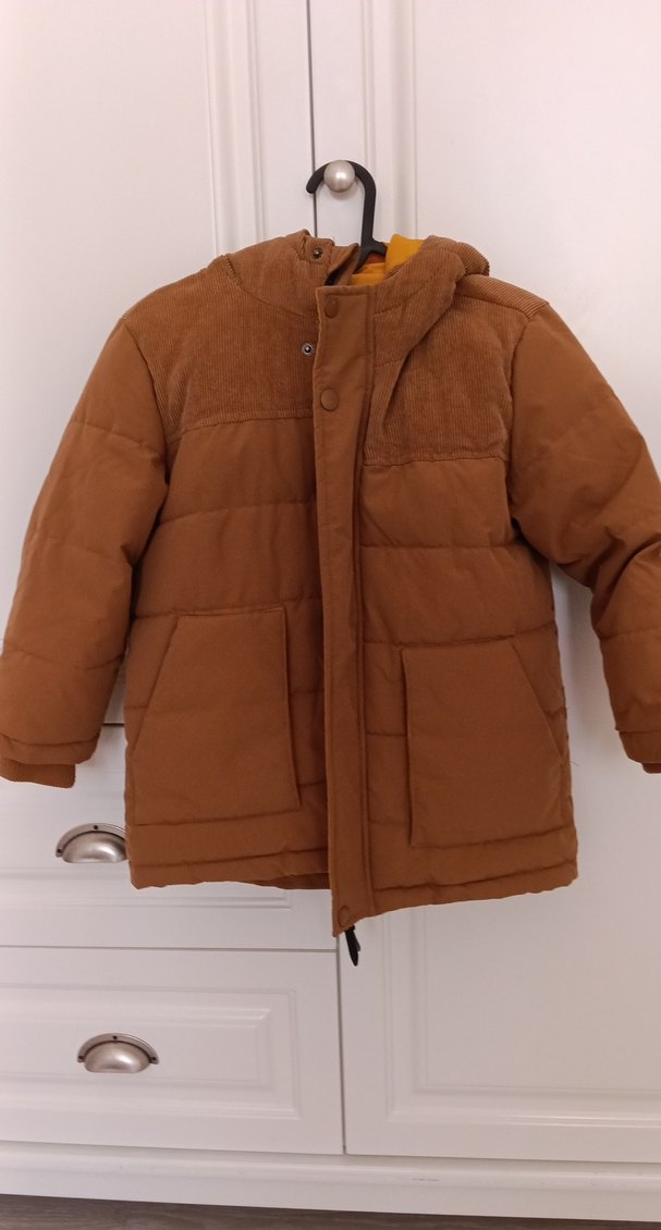 Düğmeli Koyu Kahverengi Erkek Çocuk Mont - Görsel 2