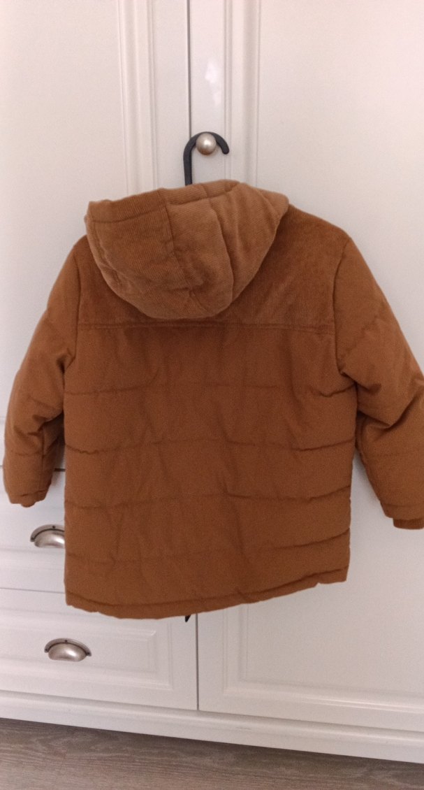 Düğmeli Koyu Kahverengi Erkek Çocuk Mont - Görsel 4