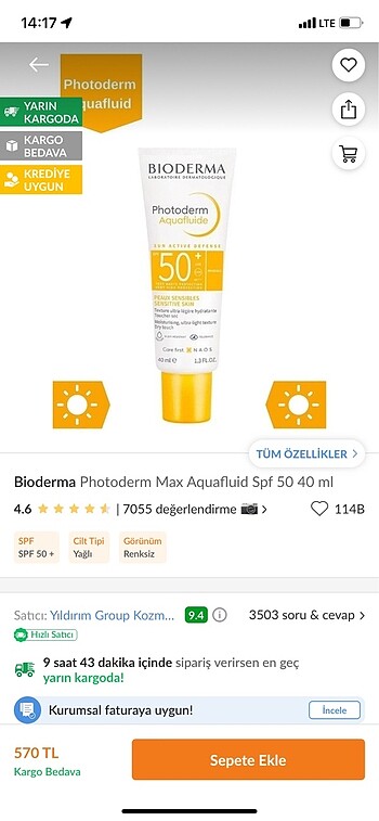 Bioderma güneş kremi