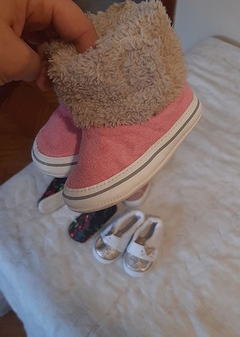 Beyaz Kız Çocuk İlk Adım Ayakkabısı Velcro - Görsel 2