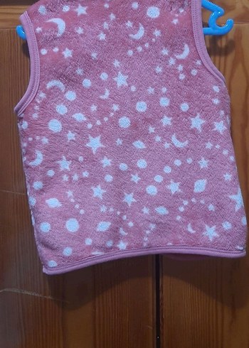 Kız Çocuk Pembe Düğmeli Yelek - Görsel 2