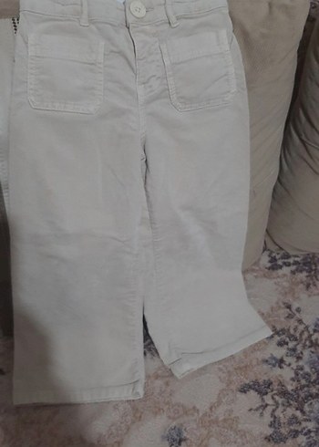 Bej Keten Mini Kız çocuk Pantolon - Görsel 4