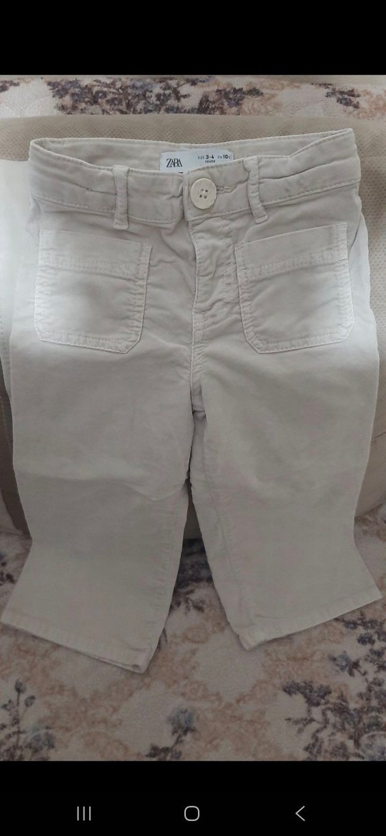 Bej Keten Mini Kız çocuk Pantolon - Görsel 2