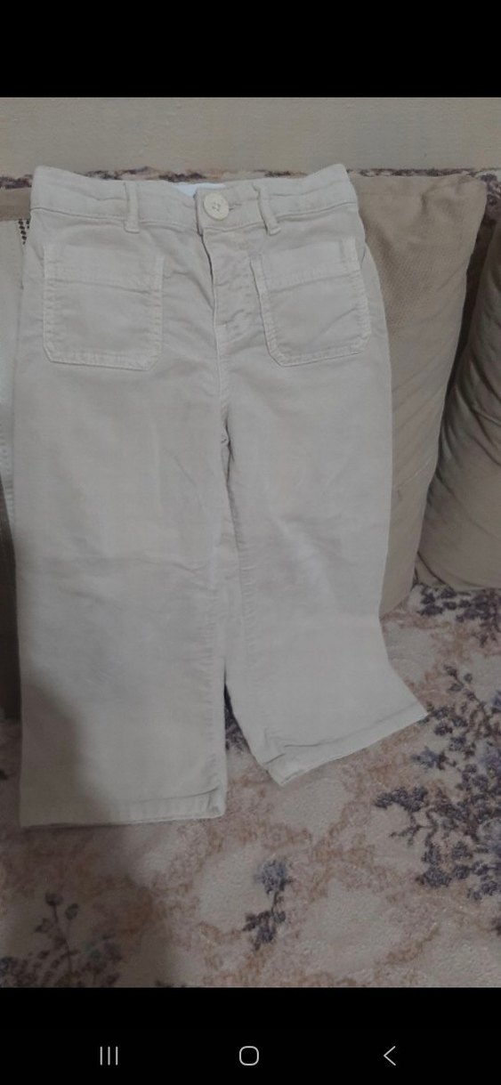 Bej Keten Mini Kız çocuk Pantolon - Görsel 4