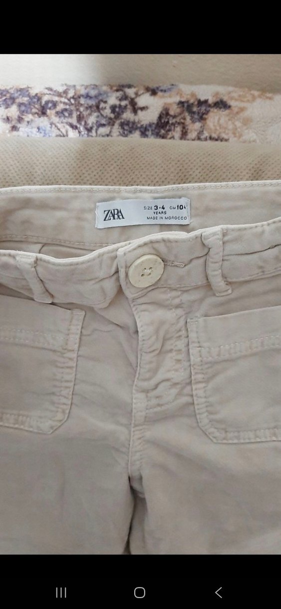 Bej Keten Mini Kız çocuk Pantolon - Görsel 3