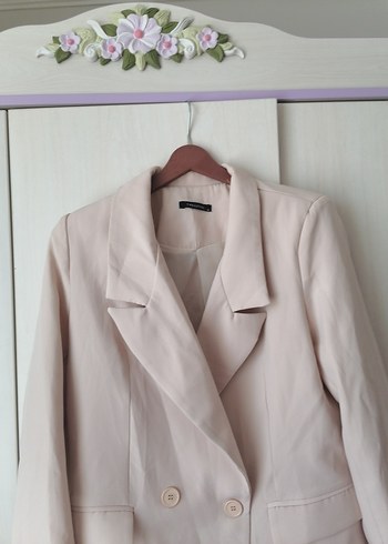 Trendyol & Milla Düğmeli Bej Midi Kadın Blazer Ceket