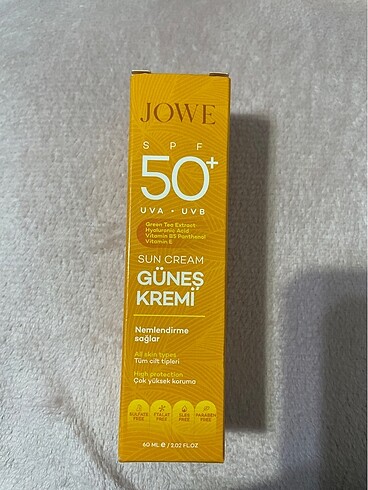 JOWE Güneş Kremi 50 SPF Yüksek korumalı 60 ml