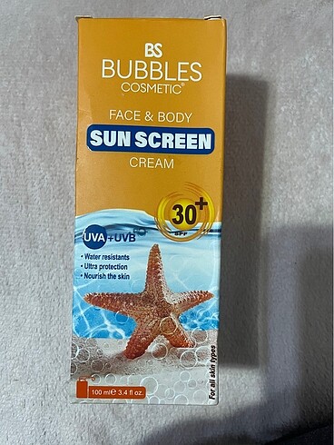 Yüz ve Vücut Güneş Koruyucu Krem - 30 SPF - 100 ml - Bubbles Cos