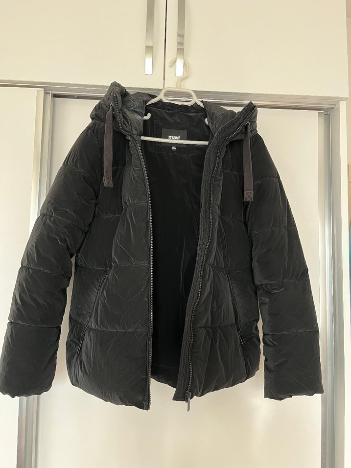 Siyah Fermuarlı Kadın Kışlık Mont - Görsel 5