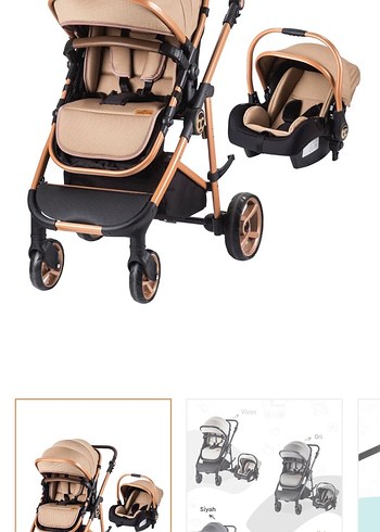 Baby care Hafif Kahverengi Bebek Arabası ve Taşıma Koltuğu
