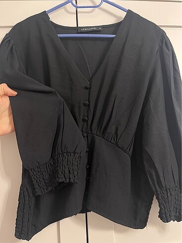 Siyah V yaka Bluz - Görsel 2