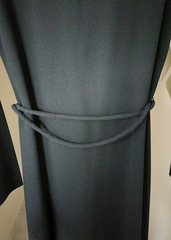 Siyah Uzun Kollu Kemerli Kadın Elbise - Görsel 9