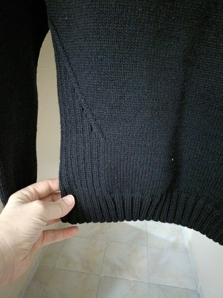 siyah Kadın Örme Yün Kazak - Görsel 5