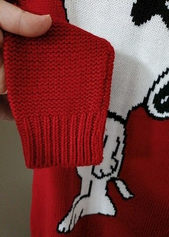 Kırmızı Baskılı Kadın Triko Kazak - Görsel 7