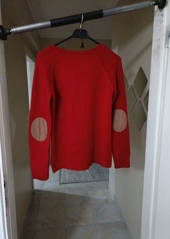 Kırmızı Baskılı Kadın Triko Kazak - Görsel 5