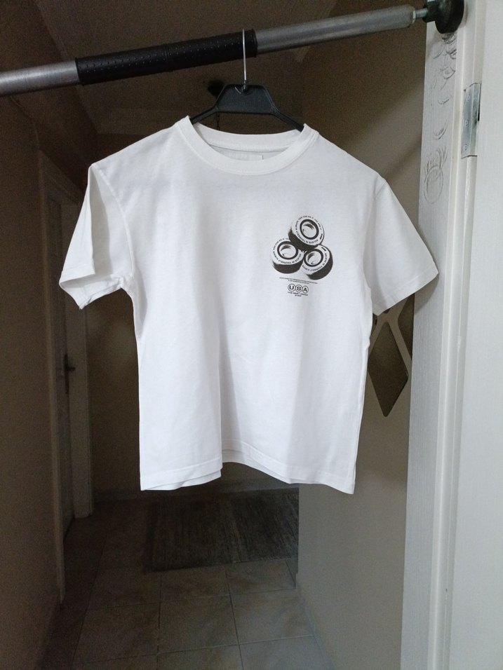 Erkek Çocuk Beyaz Baskılı Kısa Kollu Tişört - Görsel 2