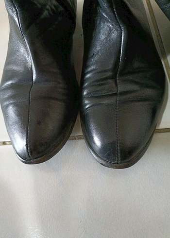 Deri Siyah Dizüstü Topuklu Çizme - Görsel 4