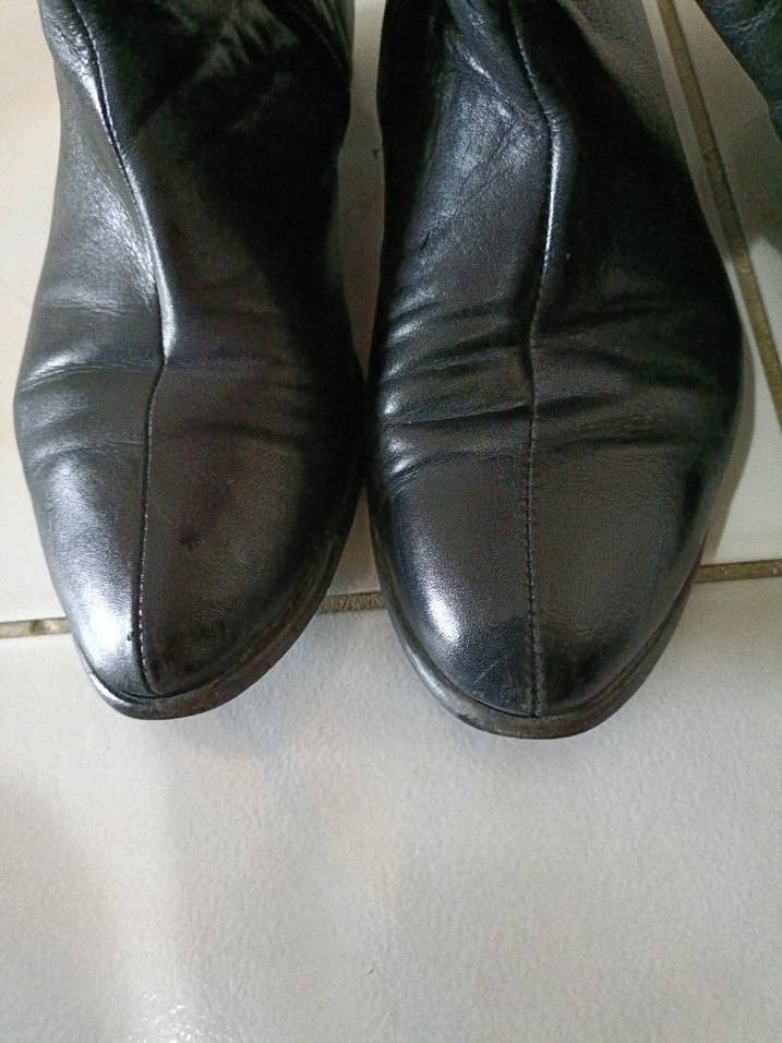 Deri Siyah Dizüstü Topuklu Çizme - Görsel 4