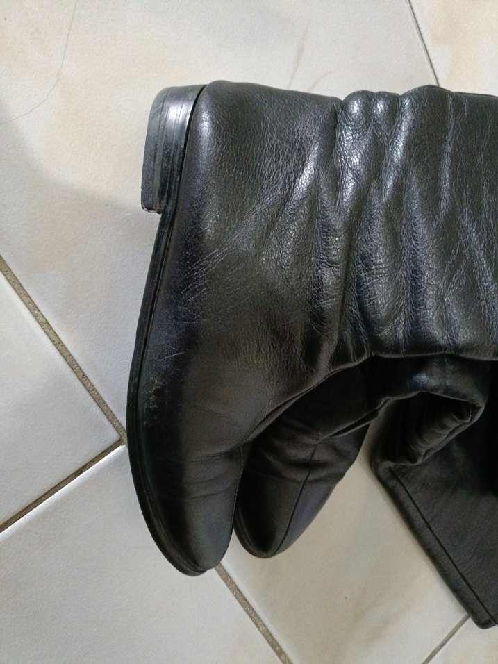 Deri Siyah Dizüstü Topuklu Çizme - Görsel 5