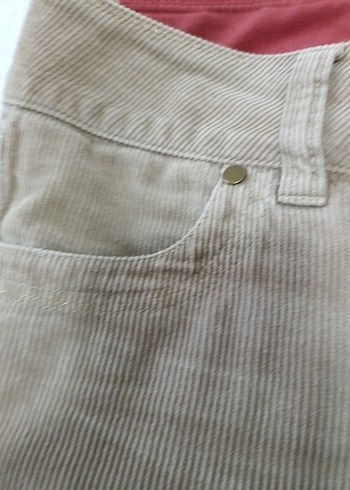 Bej Kadın Süet Kemerli Pantolon - Görsel 7