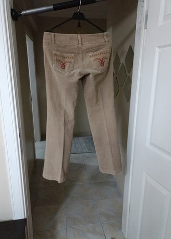 Bej Kadın Süet Kemerli Pantolon - Görsel 5