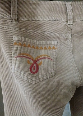 Bej Kadın Süet Kemerli Pantolon - Görsel 4