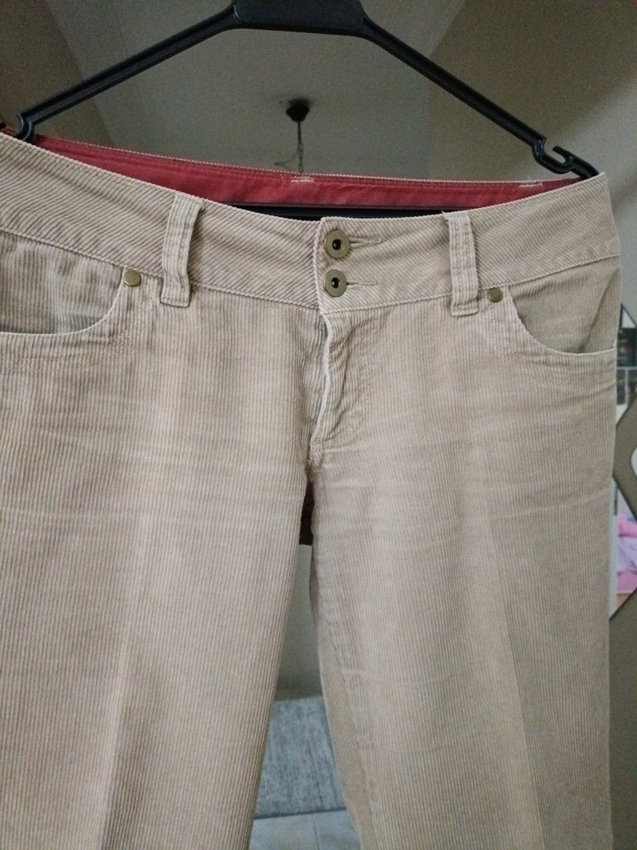 Bej Kadın Süet Kemerli Pantolon - Görsel 3