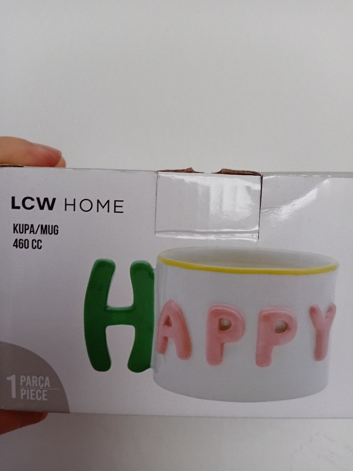 Renkli Happy Yazılı Seramik Kupa - Görsel 4