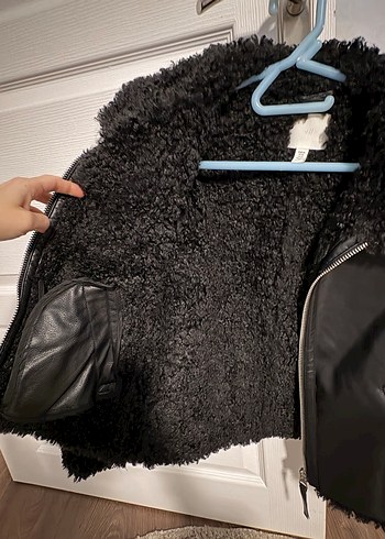Siyah Deri Kürklü Kadın Ceket - Görsel 3