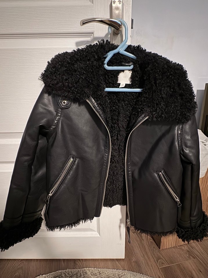 Siyah Deri Kürklü Kadın Ceket - Görsel 4