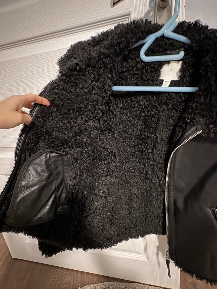 Siyah Deri Kürklü Kadın Ceket - Görsel 3