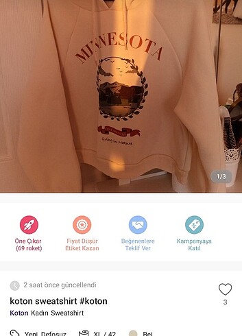 xl Beden beyaz Renk Koton sweatshirt 
