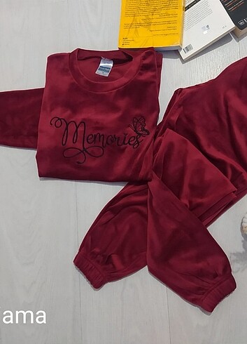 xxl Beden bordo Renk Kadife Pijama Takımı