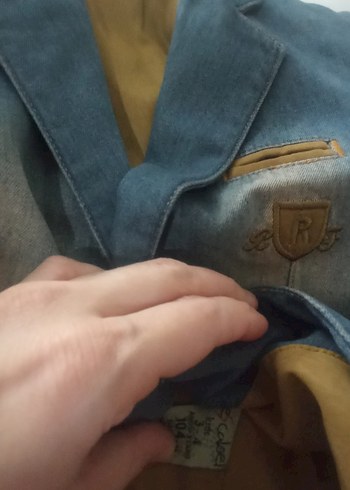 5 Yaş Beden mavi Renk Erkek Çocuk Denim Ceket Düğmeli