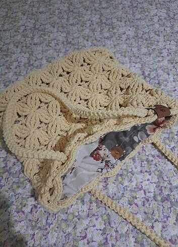 Diğer Astarlı Makrome Çanta-Sarı
