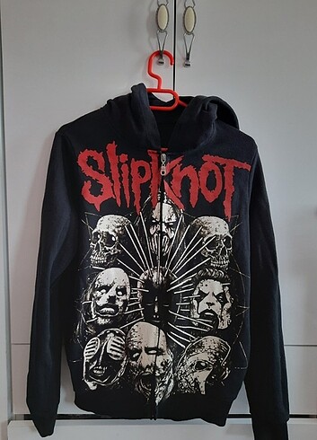 y2k slipknot baskılı metal kapşonlu