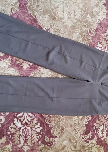 34 Beden Gri Düz Kesim Kadın Kumaş Pantolon