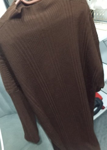 Kahverengi Kadın Boğazlı Örgü Kazak - Görsel 3