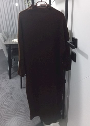 Kahverengi Kadın Boğazlı Örgü Kazak - Görsel 4